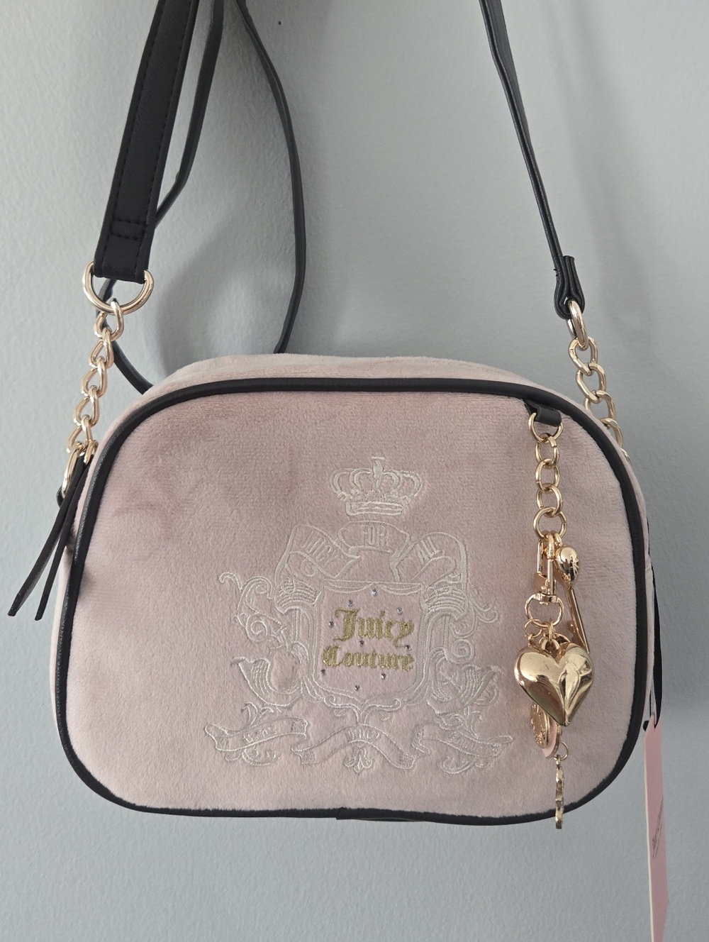 NWT Juicy Couture Juicy For All Velour Crossbody Bag Dusty Blush Chocolate